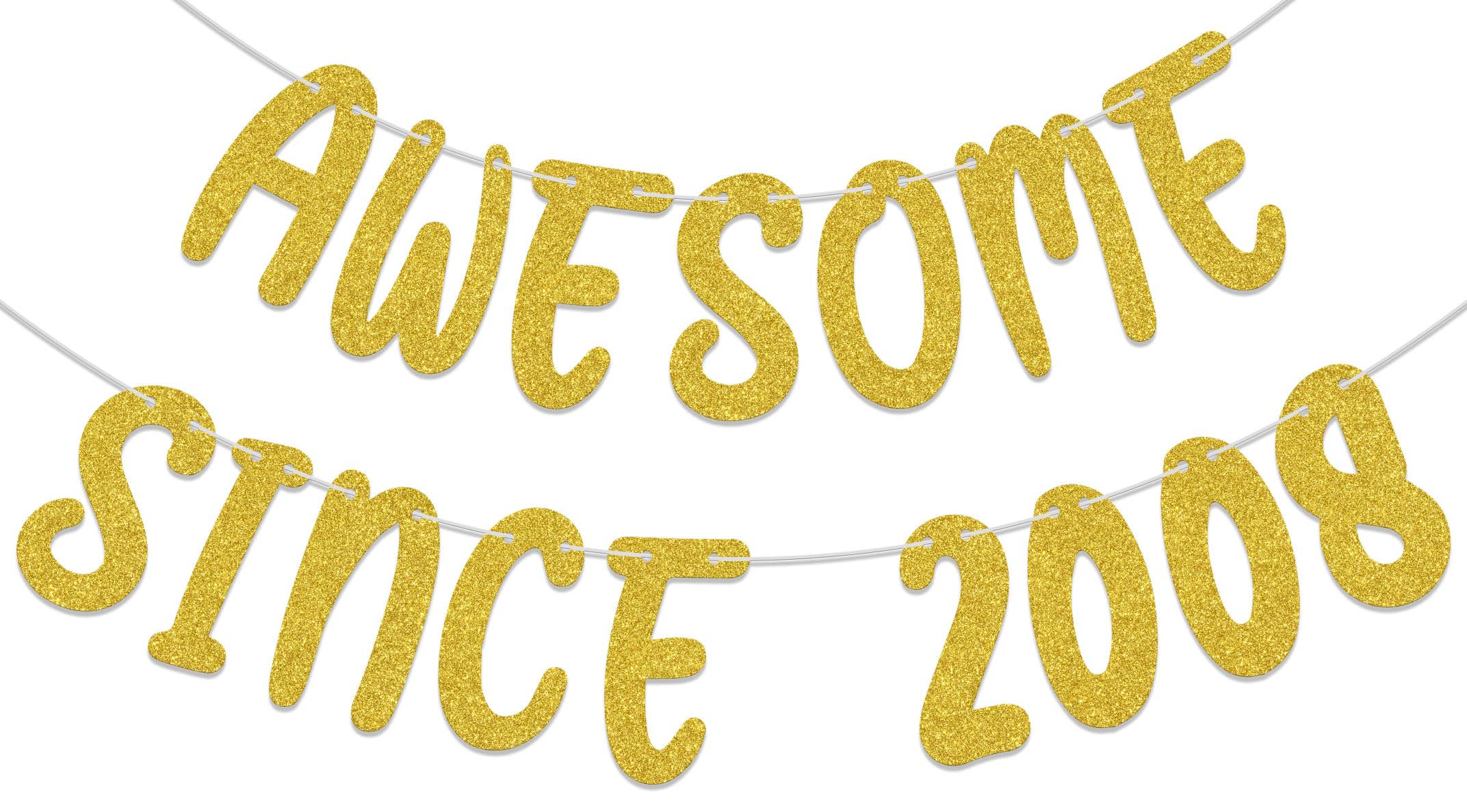 Awesome Since 2008 Banner - 18th Birthday Decorations Gold