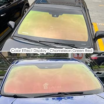 Green Red Chameleon Car Front Window Tint 58% VLT Window Tint Color Change Windshield Film Car Sun Shade Tints Solar Protection Film, 39.37 x 118.11