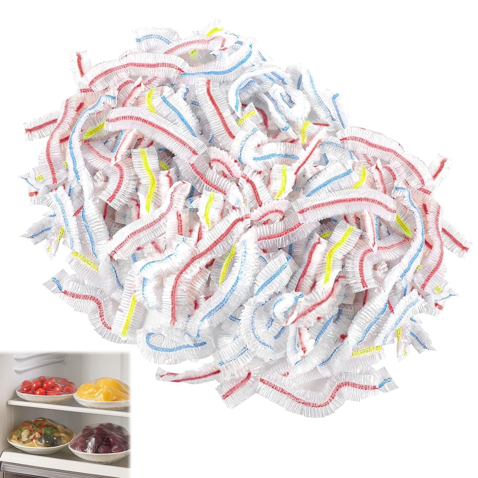 Mlifleue 300PCS Food Covers Plastic Stretch, PE Plate Covers for Food, Universal Foodcover, Elastic Shrinkable Plastic Bowl Cover Fresh Keeping Bags for Fruit Vegetable Meat Food Preservation
