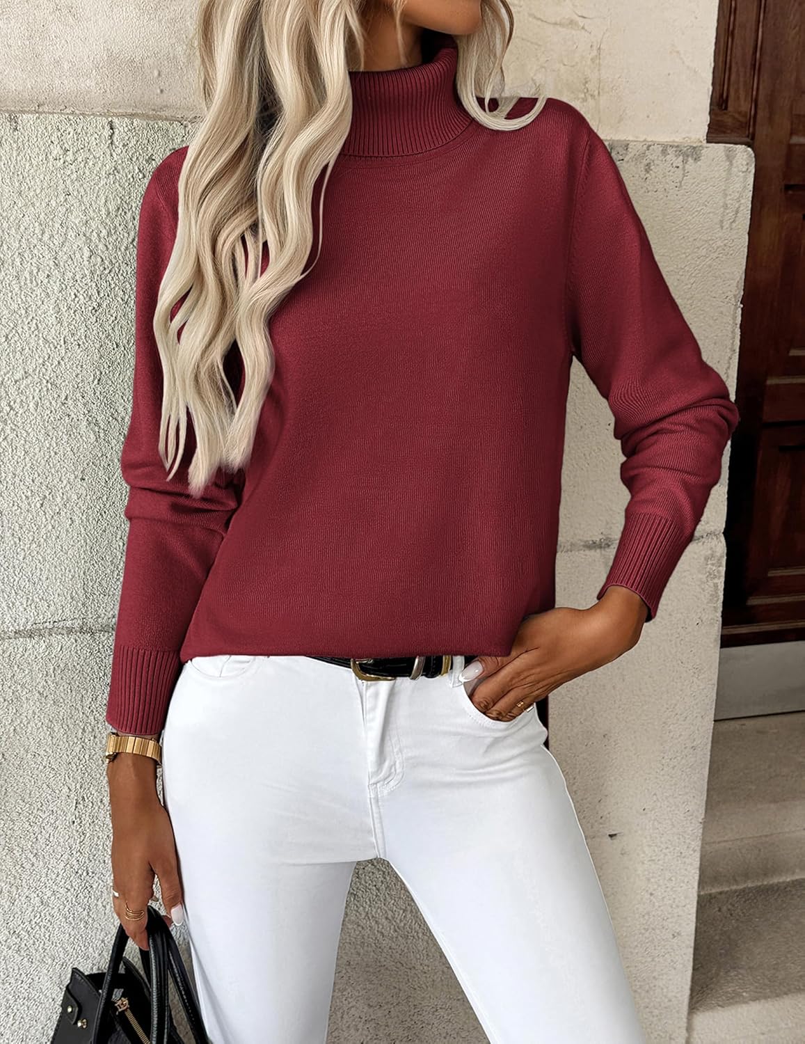 Zeagoo Women's Turtleneck Sweater Long Sleeve Spilt Hem Casual Knit Pullover Chunky Fall Winter Jumper Top 2026 - Image 2