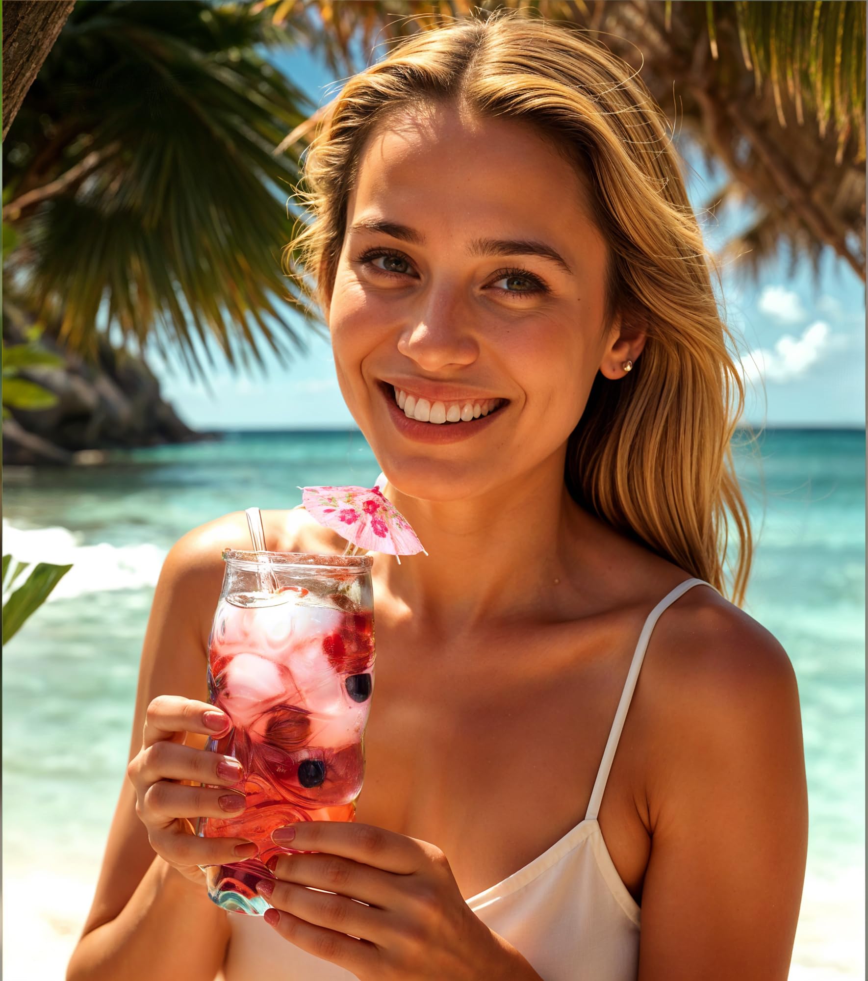Verres Tiki pour Cocktails et Sangria - Gobelet Long en Verre Recyclé 500 ml - pour Boissons Froides, Bacardi, et Enfants