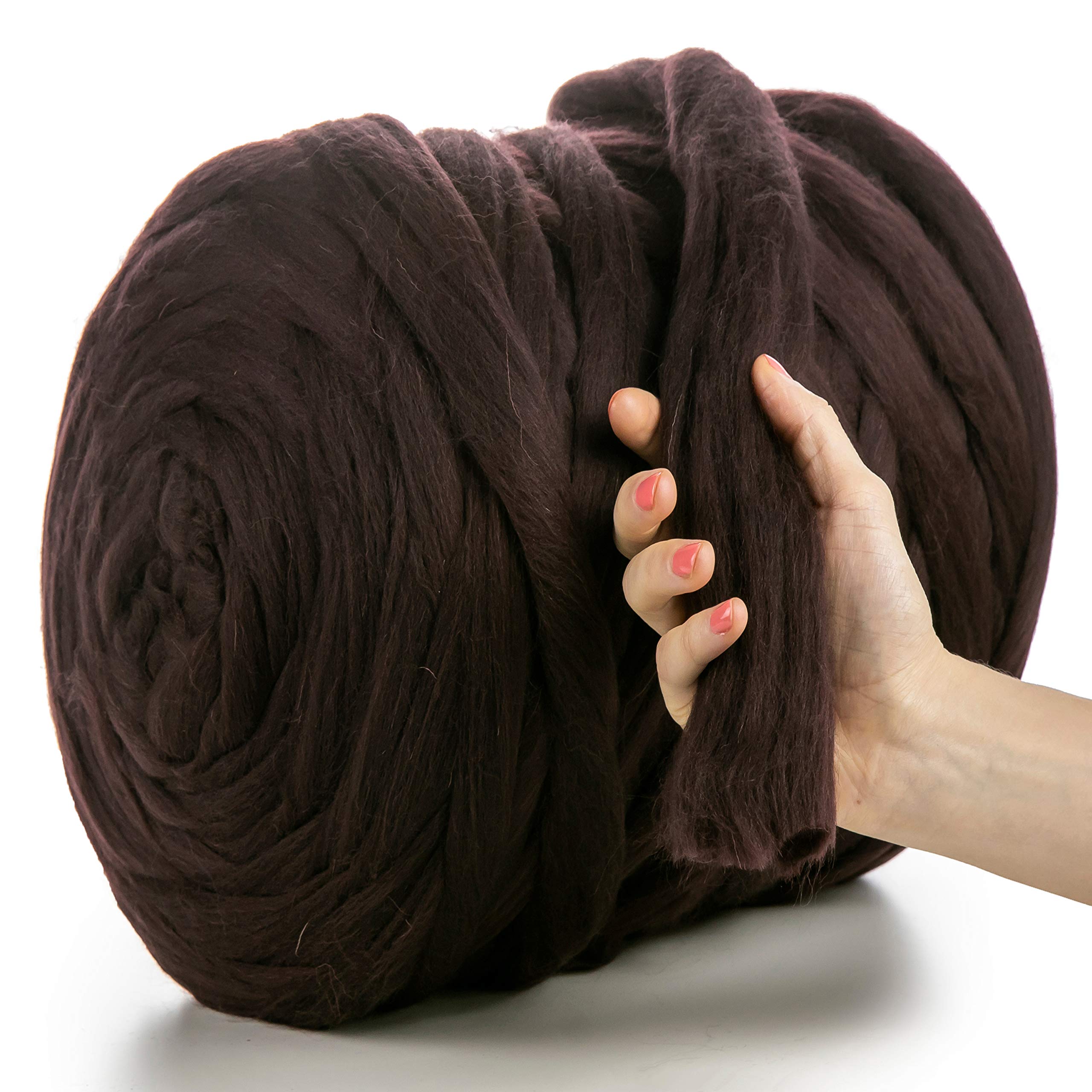 MeriWoolArt® 100% Merino Wool Yarn XXL – Super Chunky 4–5 cm Thick Wool for Roving, Needle & Wet Felting, Knitting & Arm Knitting, Ideal for Blankets & DIY Crafts (Aubergine, 100 g)