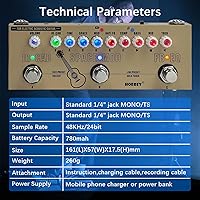 Vista 8 de HOEREV Pedal de guitarra multiefectos, retardo, fase de reverberación, distorsión, sobremarcha, multiefectos, para guitarra acústica, batería