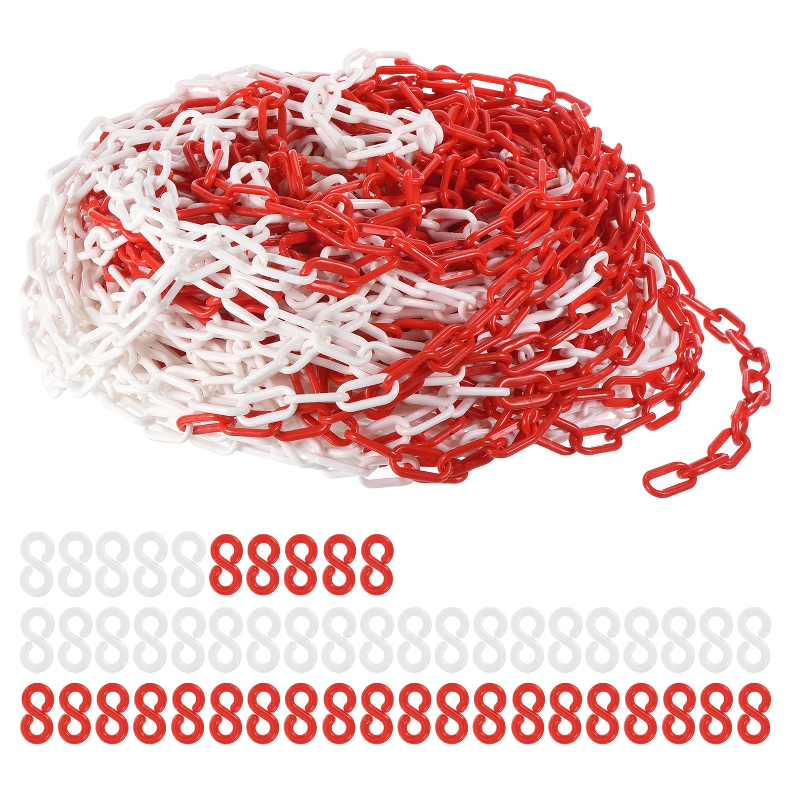PATIKIL Plastique Chaîne Maillons, 197 Pied Sécurité Chaînes, Rouge et Blanc pour Barrières, Foule Contrôle,File Attente Lignes, Stationnement, Porte, Concerts, et Décoration