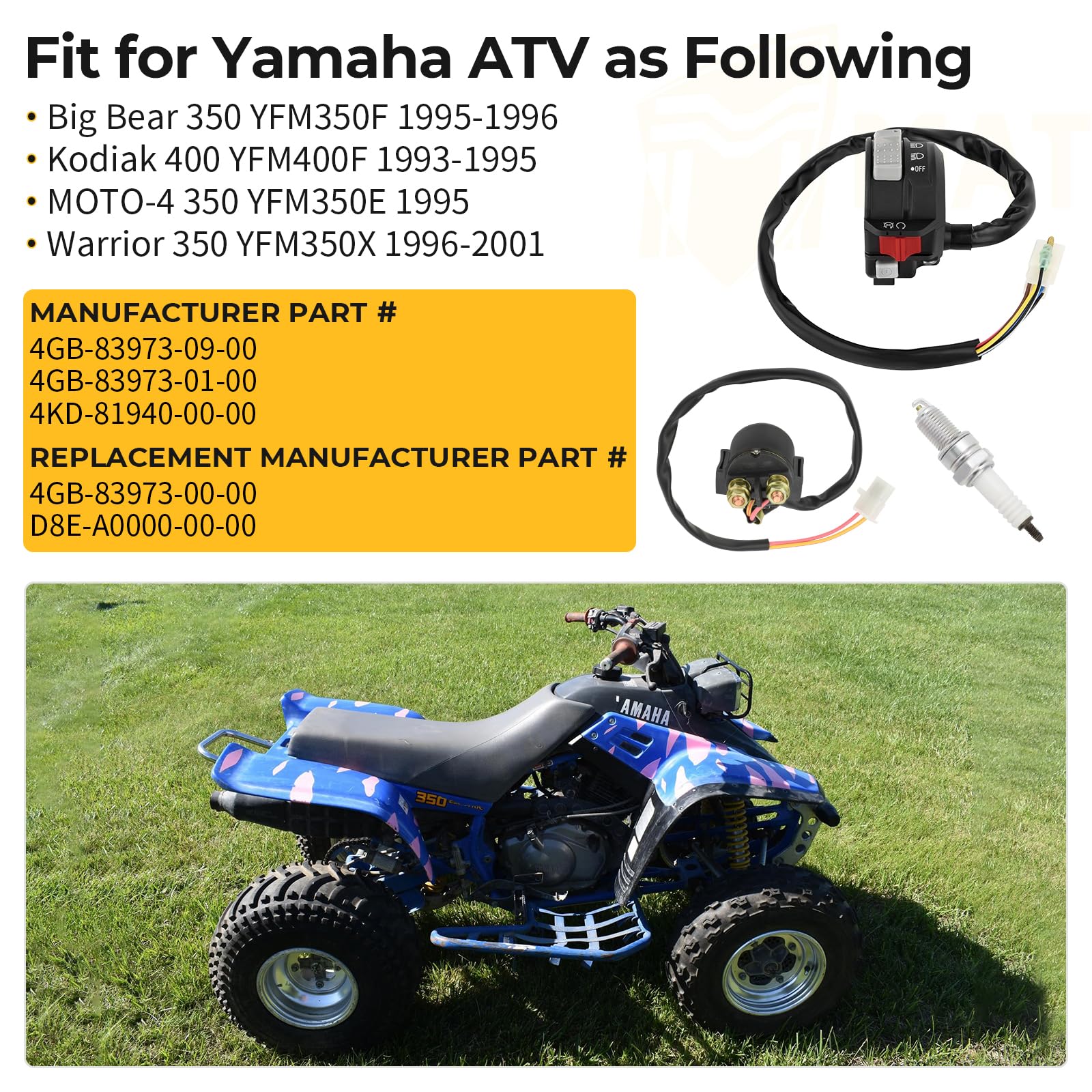 Left Handlebar Start/Headlight Switch For Yamaha Warrior 350 YFM350X (2002-2004)