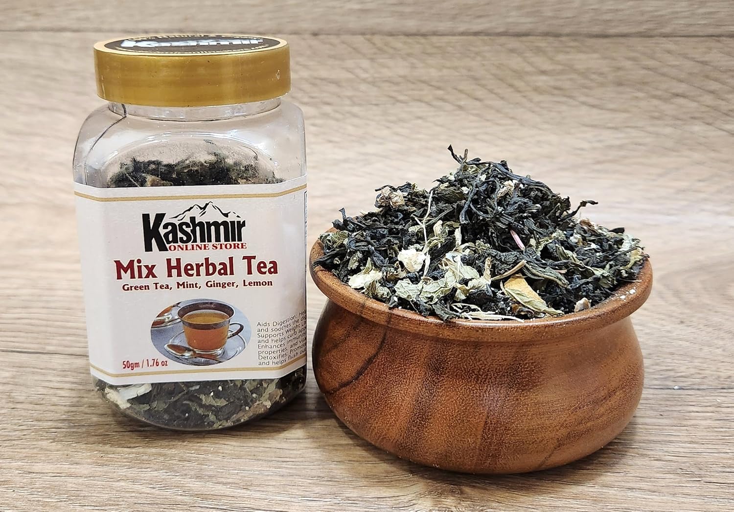 Kashmir online store Mix Herbal Tea 100% Natural Organic Green tea, Mint, Ginger, Lemon For Healthy Lifestyle 50 GM 6 81Ah6XDFf5L. SL1500