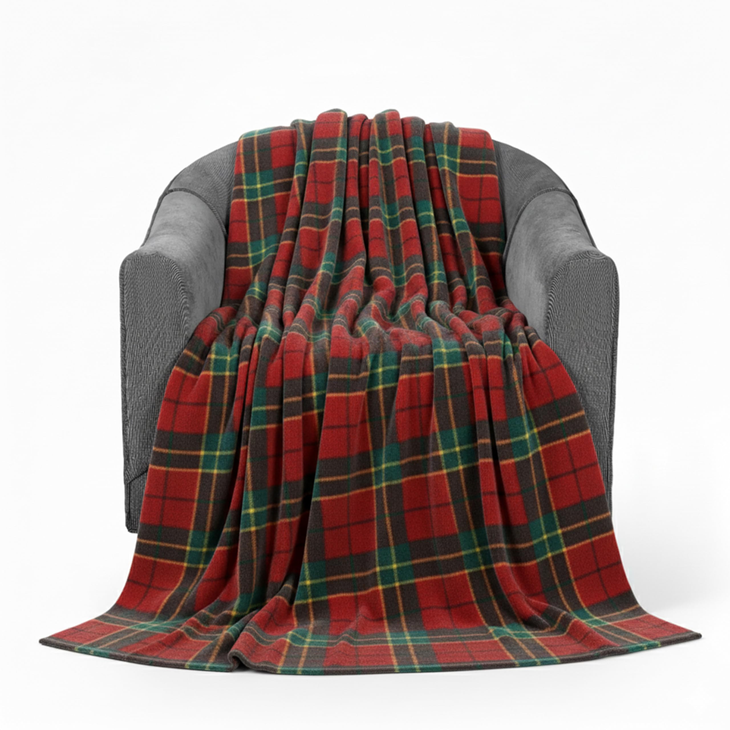 Rohi Red Tartan Throw Blanket Polyester – Throws for Sofas, Teddy Tartan Throw Blanket for Sofa, Couch, or Bed – Lightweight Sofa Throw, Durable, and Stylish Home Accent (Red, 150 x 200cm)