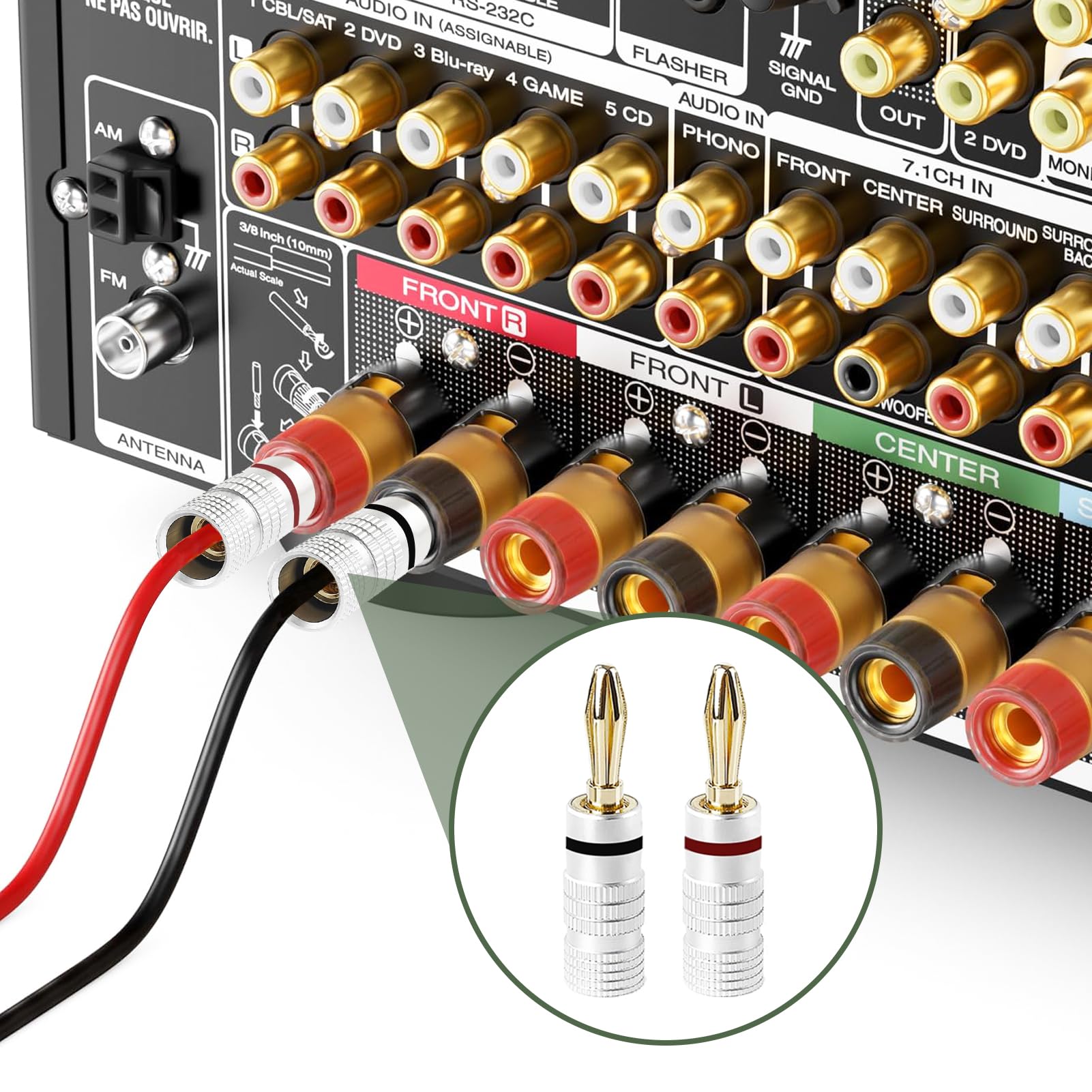 Paire De Câbles Enceintes HiFi 8n OCC Cuivre – Fiches Banane Rhodium