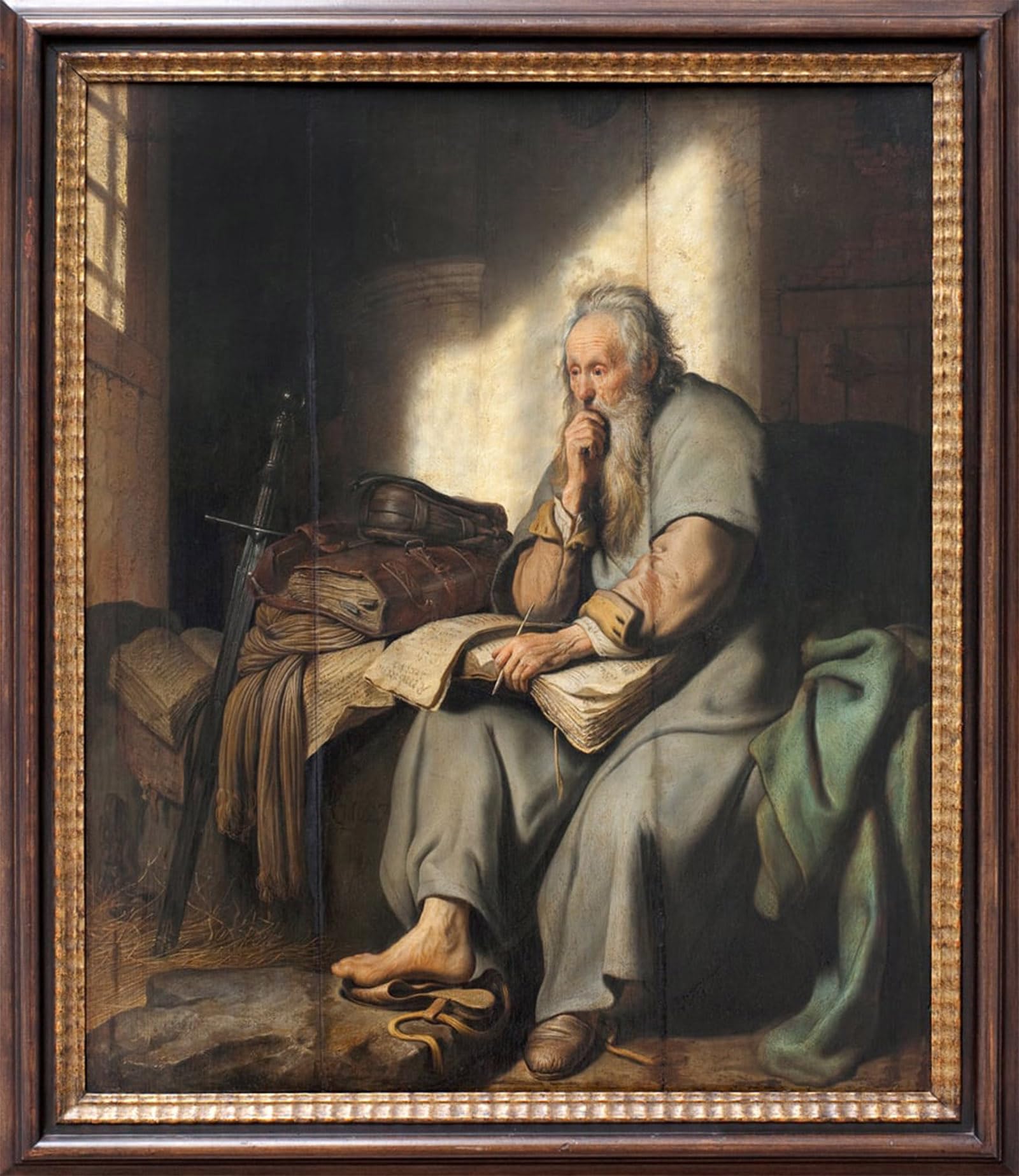 RZHRHJES Vintage Wall Art Picture on Canvas Wall Art Poster Saint paul in prison, by Rembrandt van Rijn Canvas Poster for Office Decor 60x90cm