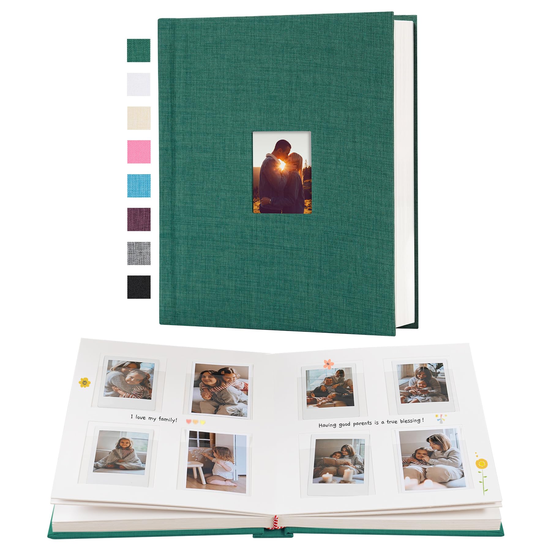 Rseozr Instax Mini Photo Album with Writing Space, 112 Pockets, Green