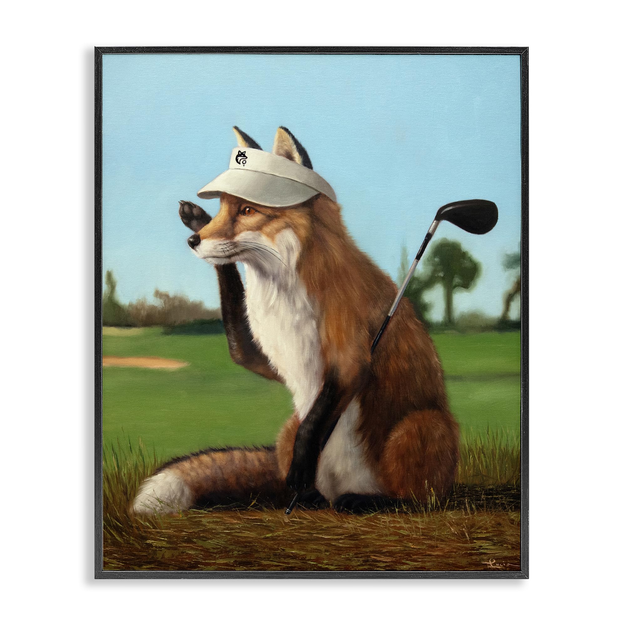 Stupell Industries 'Fox Drive Golfer', Framed Giclee Art, Black, 24 x 30 Inches, Easy to Hang and Sturdy, Made in USA, by Lucia Heffernan