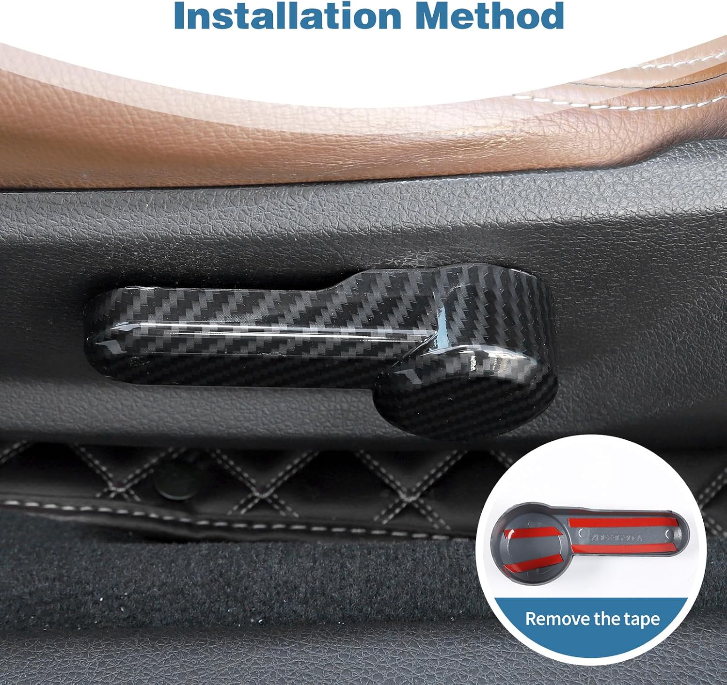 for Mustang Power Seat Switch Cover Trim Carbon Fiber Compatible with Ford Mustang 2004-2014 Carbon Fiber Interior Accessories 4pcs