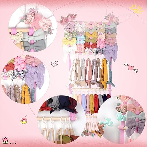 Miniatura 5 de POVETIRE Soporte para diadema organizador de lazos para el cabello para niñas, diademas de bebé, accesorios para el cabello, organizador de