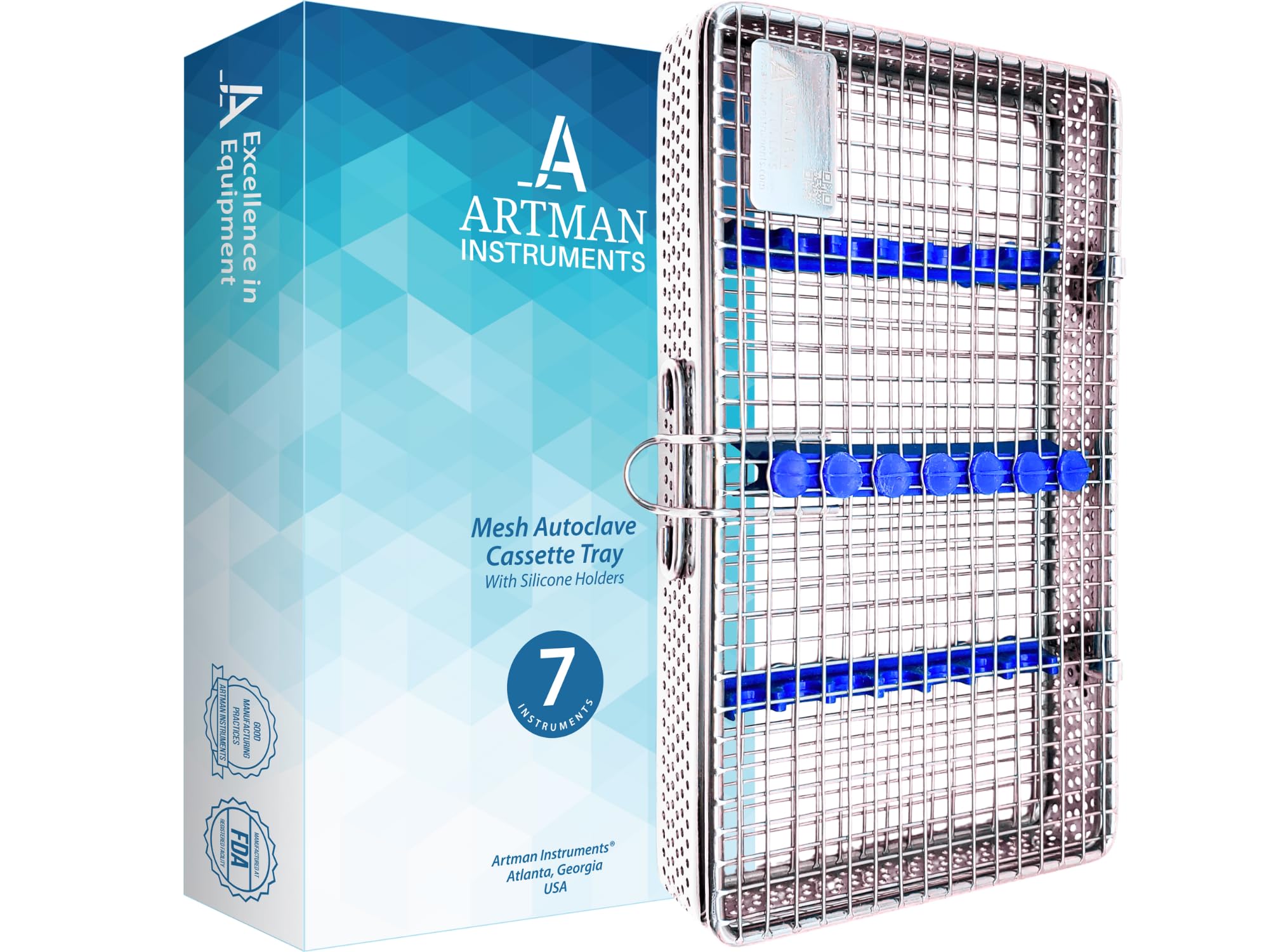 Mesh Cassette Tray Box for Thick Instruments Tubes handpieces Dental Instruments Labs Organizer Autoclave Sterilization for 7 Instruments