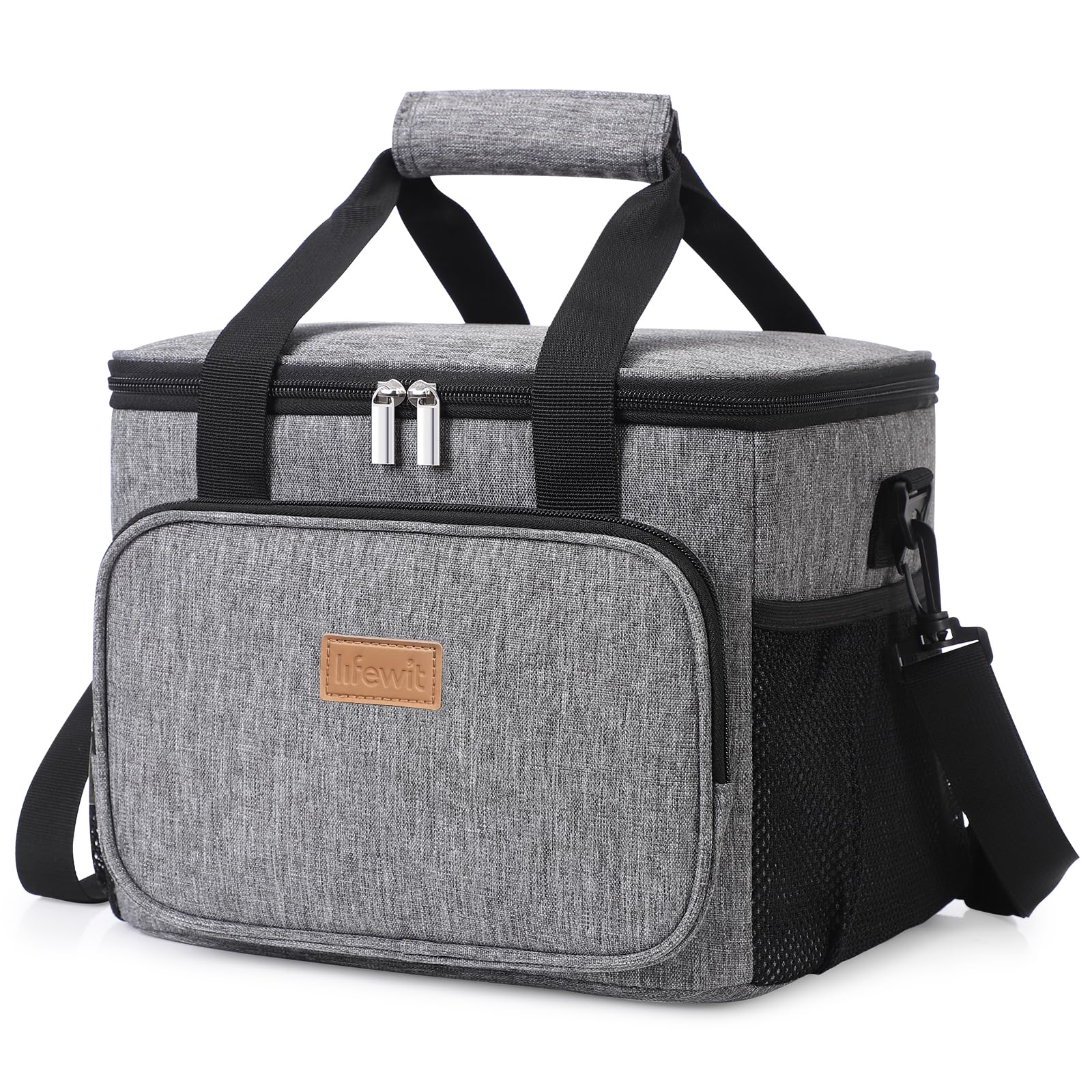 Lifewit 24-Can Large Cooler Bag Insulated Lunch Bag, Soft Cooler Bag for Beach/Picnic/Camping/BBQ, Grey