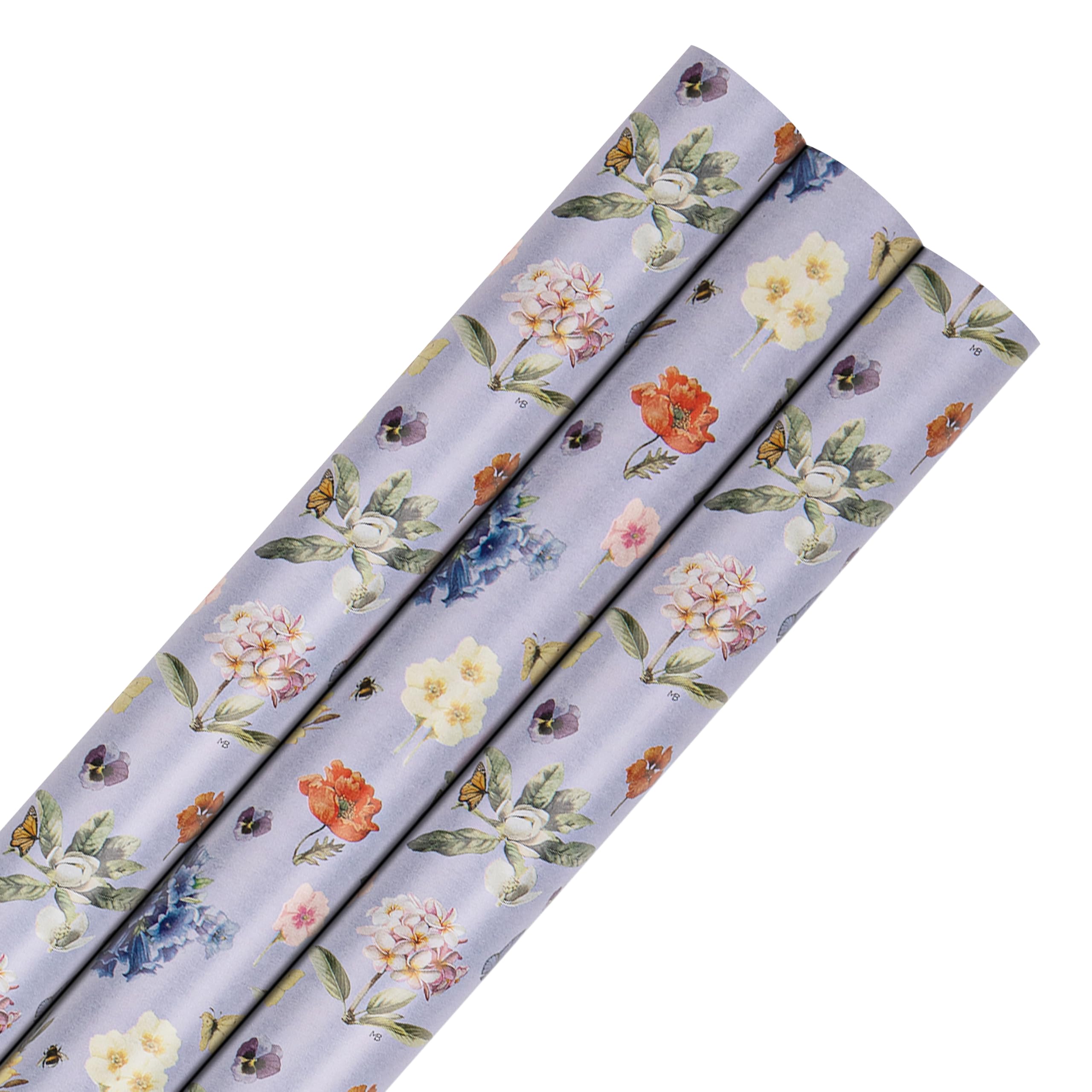 Hallmark 6M Wrapping Paper Roll, Pack of 3 in 1 Marjolein Bastin Design, 2M Each, Birthday, Christmas, Anniversary, Purple