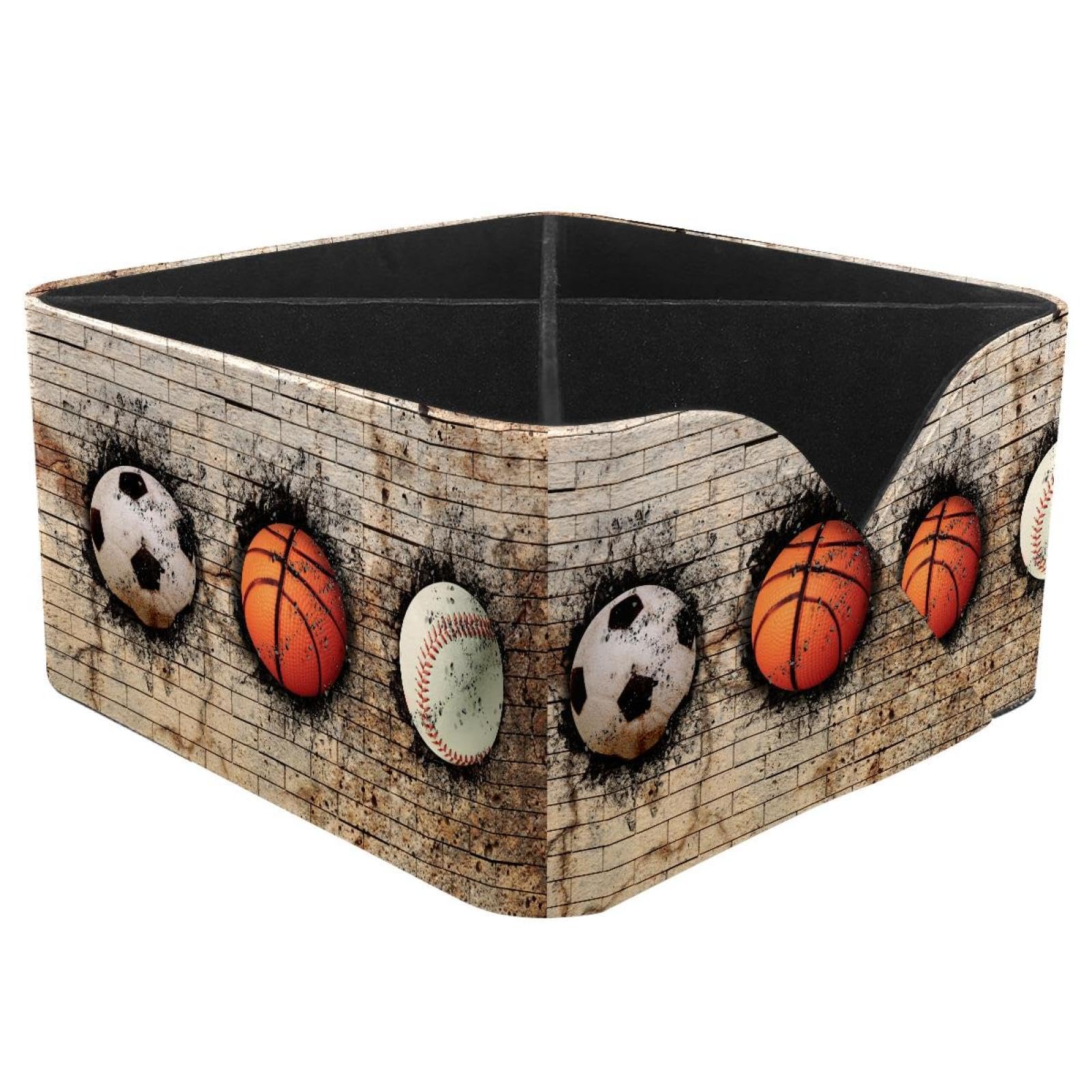 KengjuTesu Basketball Baseball Soccer Desktop Organizer Pen Holder, Rectangular Pencil Cup for Office, Study and Makeup Stations