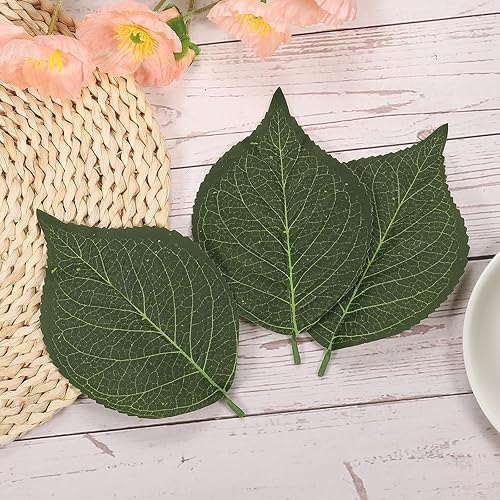 Miniatura 5 de PATIKIL Hojas verdes artificiales de 6.3 x 3.9 pulgadas, 30 piezas de hojas verdes a granel, hojas de hortensia falsas, hojas falsas para ramos de