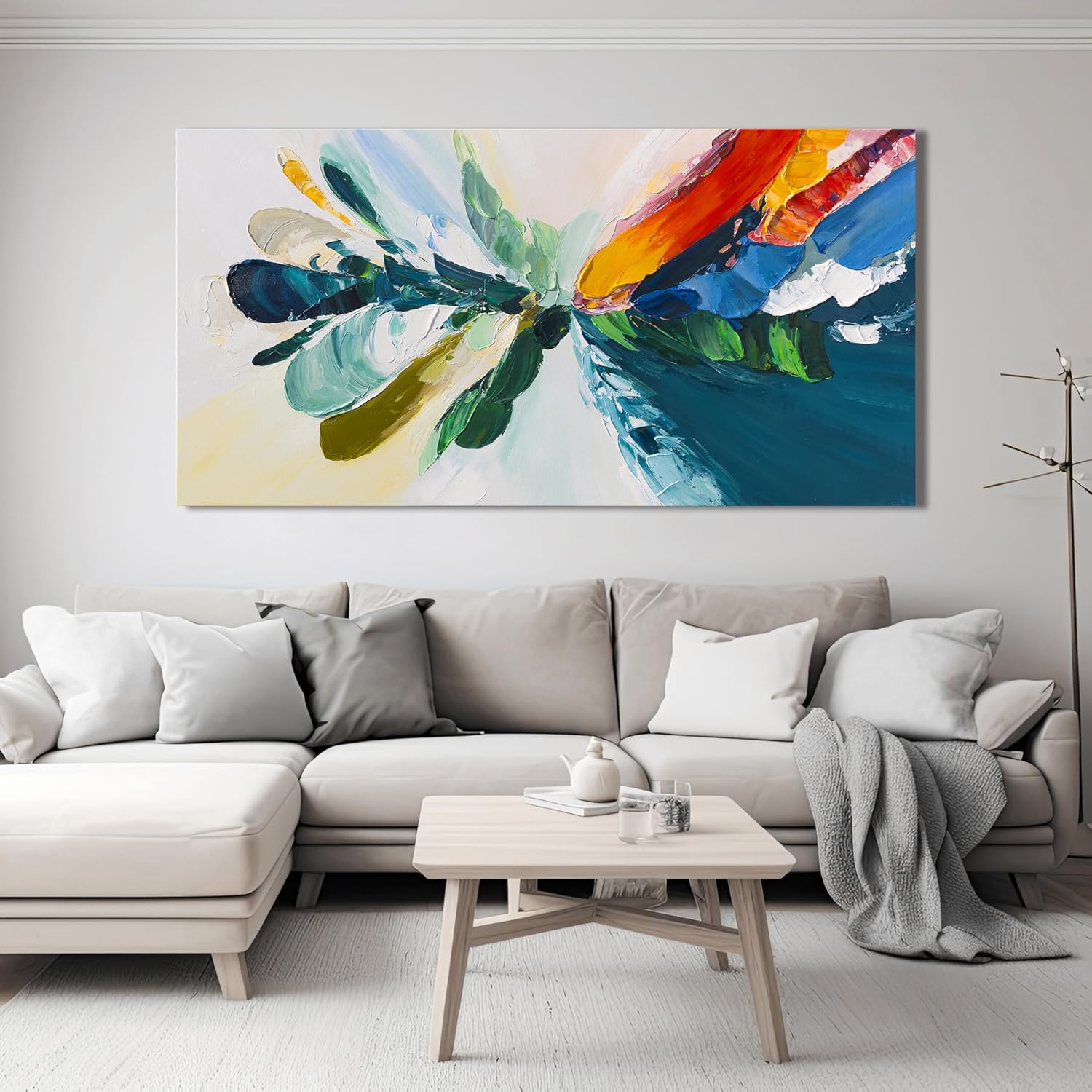Canvas Wall Art Decor Modern Wall Art Pictures For Living Room Blue White Wall Art Decor Canvas Abstract Art Colorful Abstract Wall Art Prints Art Work For Bedroom Office Home Wall Decor 24 x 48