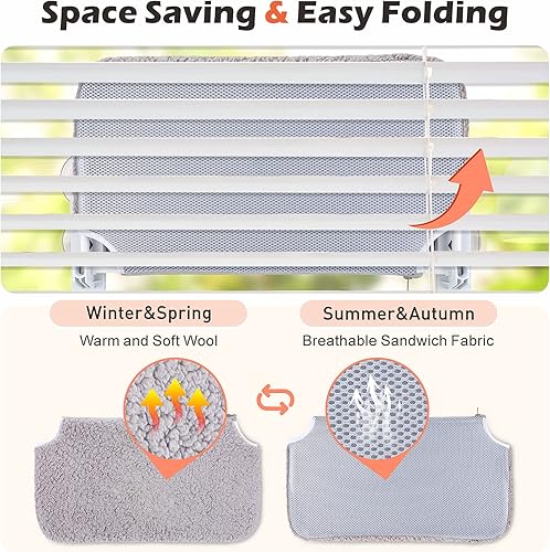 Miniatura 5 de AIPERRO Percha para ventana para gatos, hamaca plegable para gatos con tornillos y 4 potentes ventosas para 2 tipos de instalación, asiento de