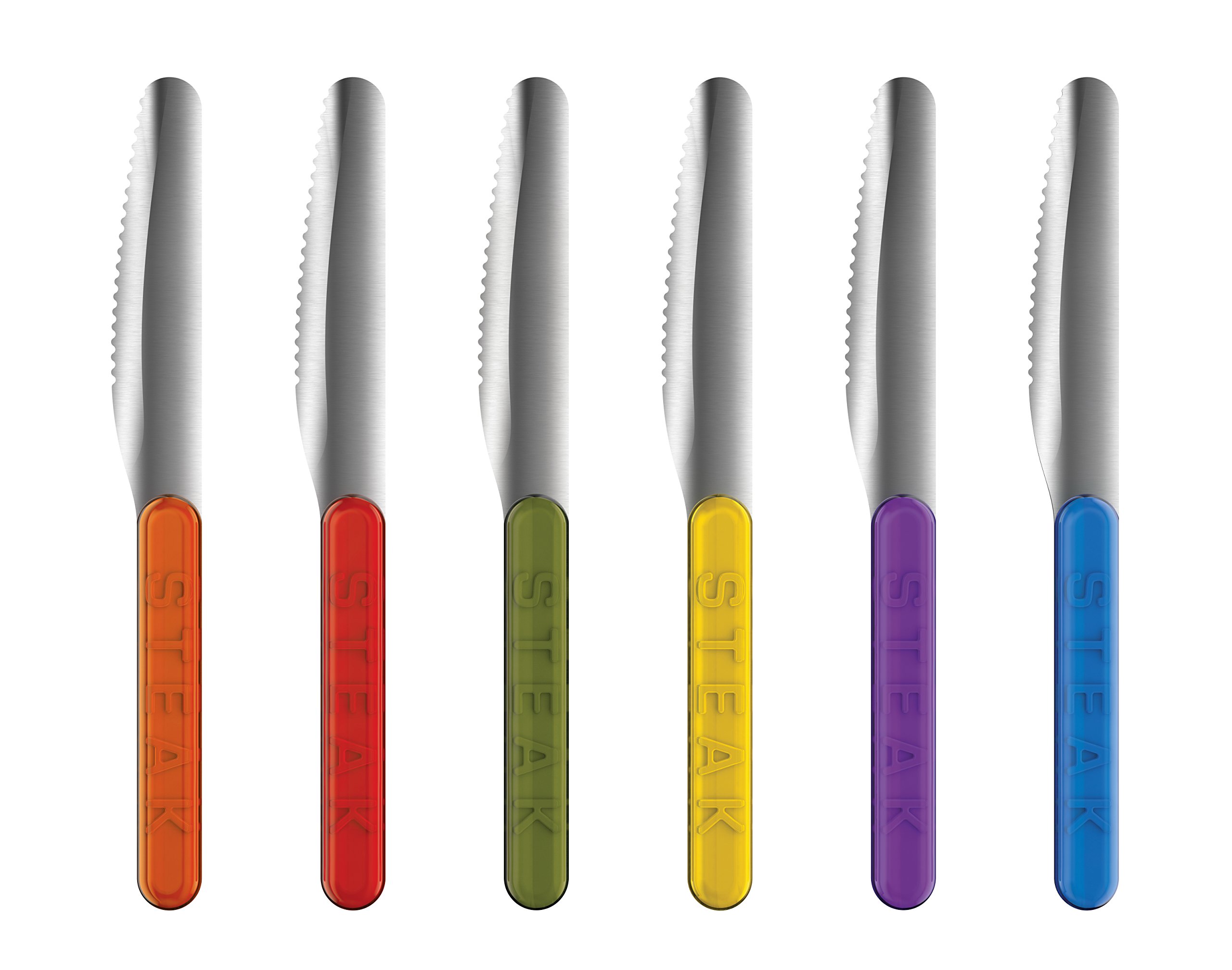 Viceversa Pointless Set Coltelli da Bistecca, Acciaio Inossidabile, Multicolore, 1.2x3.5x22 cm, 6 Unità