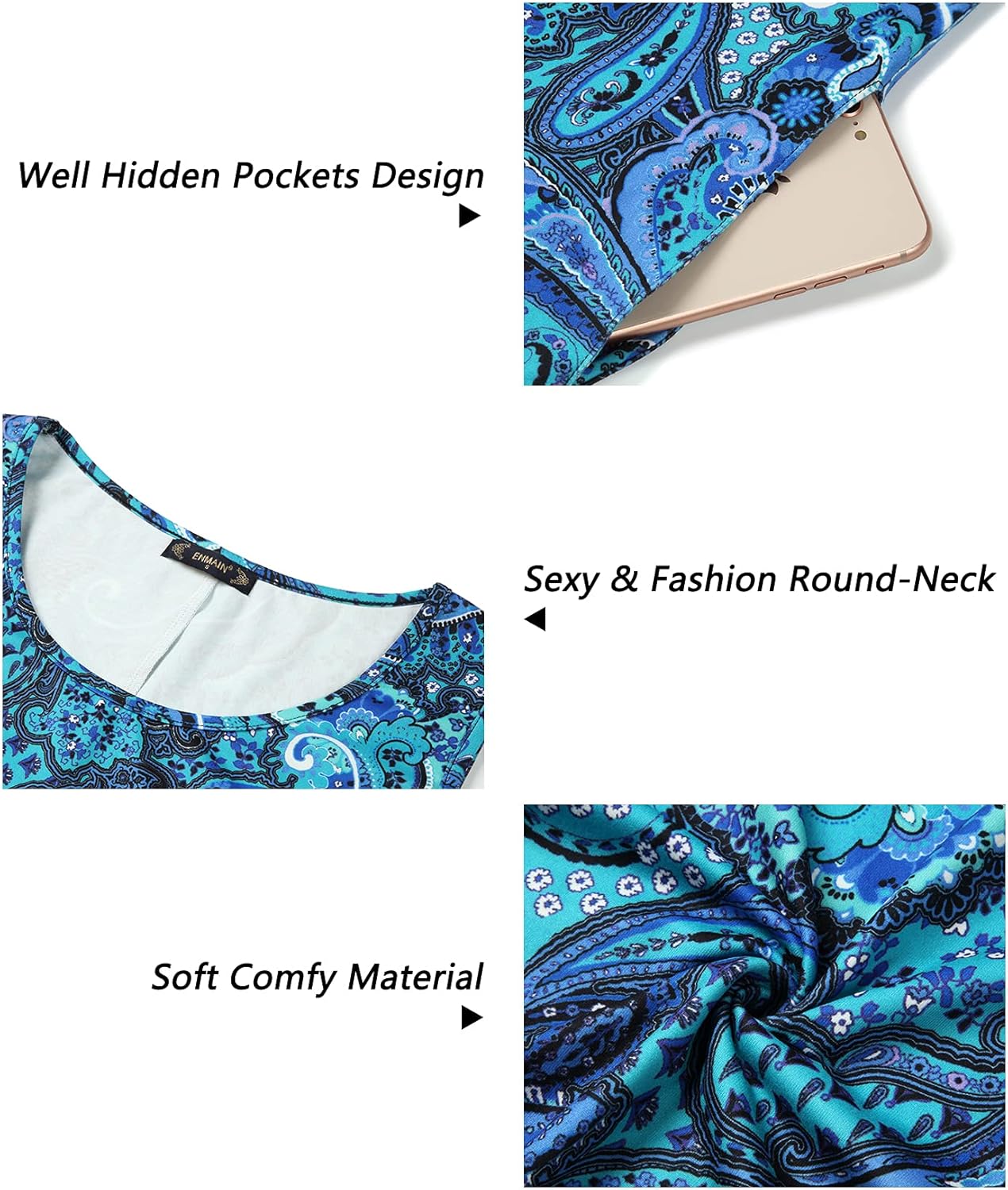 ENMAIN Sundress for Women Summer Casual Sleeveless Dress Swing Loose Floral Cover up Beach Tank Dresses with Pockets - Image 4