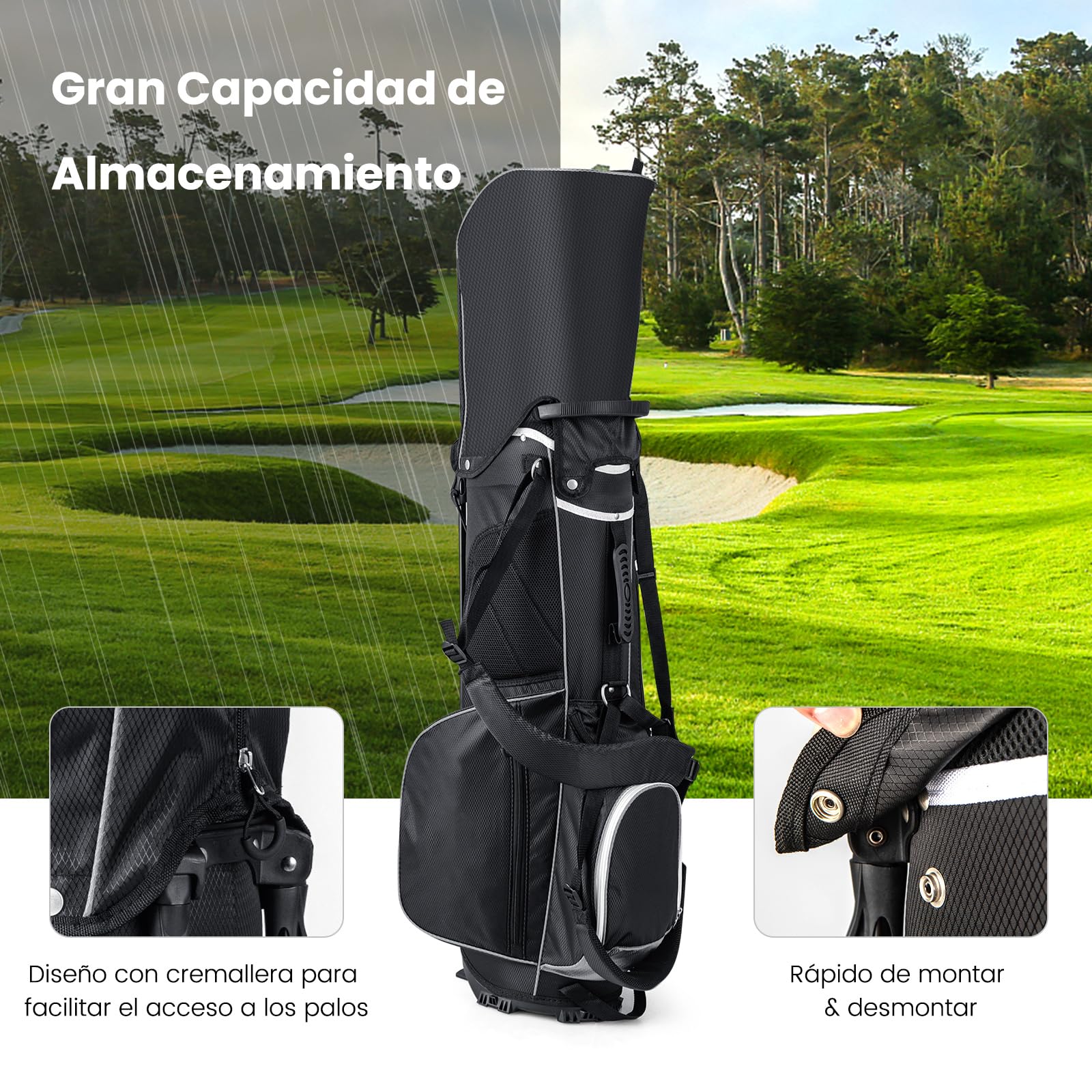 COSTWAY Bolsa Golf 14 Divisores, 6 Bolsillos, Correa Doble, Capucha Lluvia, 2,3 Kg