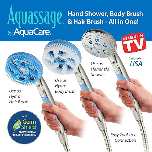 Miniatura 4 de Aquassage 5 en 1 de AquaCare - Cabezal de ducha de alta presión de 76 modos, combinado, ducha de mano, cepillo corporal y cepillo de pelo en uno.