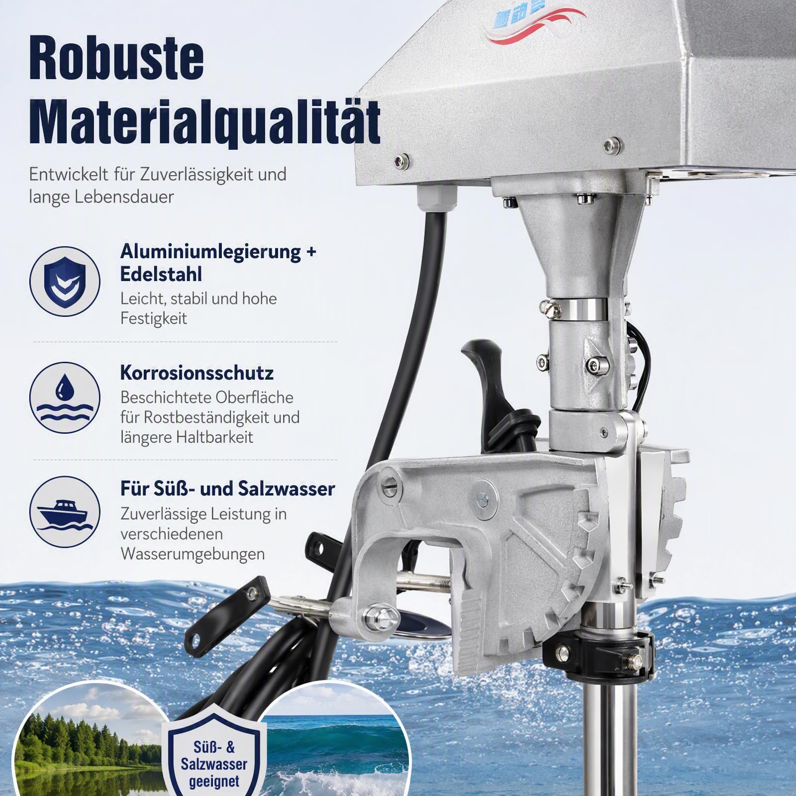 Motore elettrico fuoribordo 1500 W per gommoni, forza di trazione 1850 kg