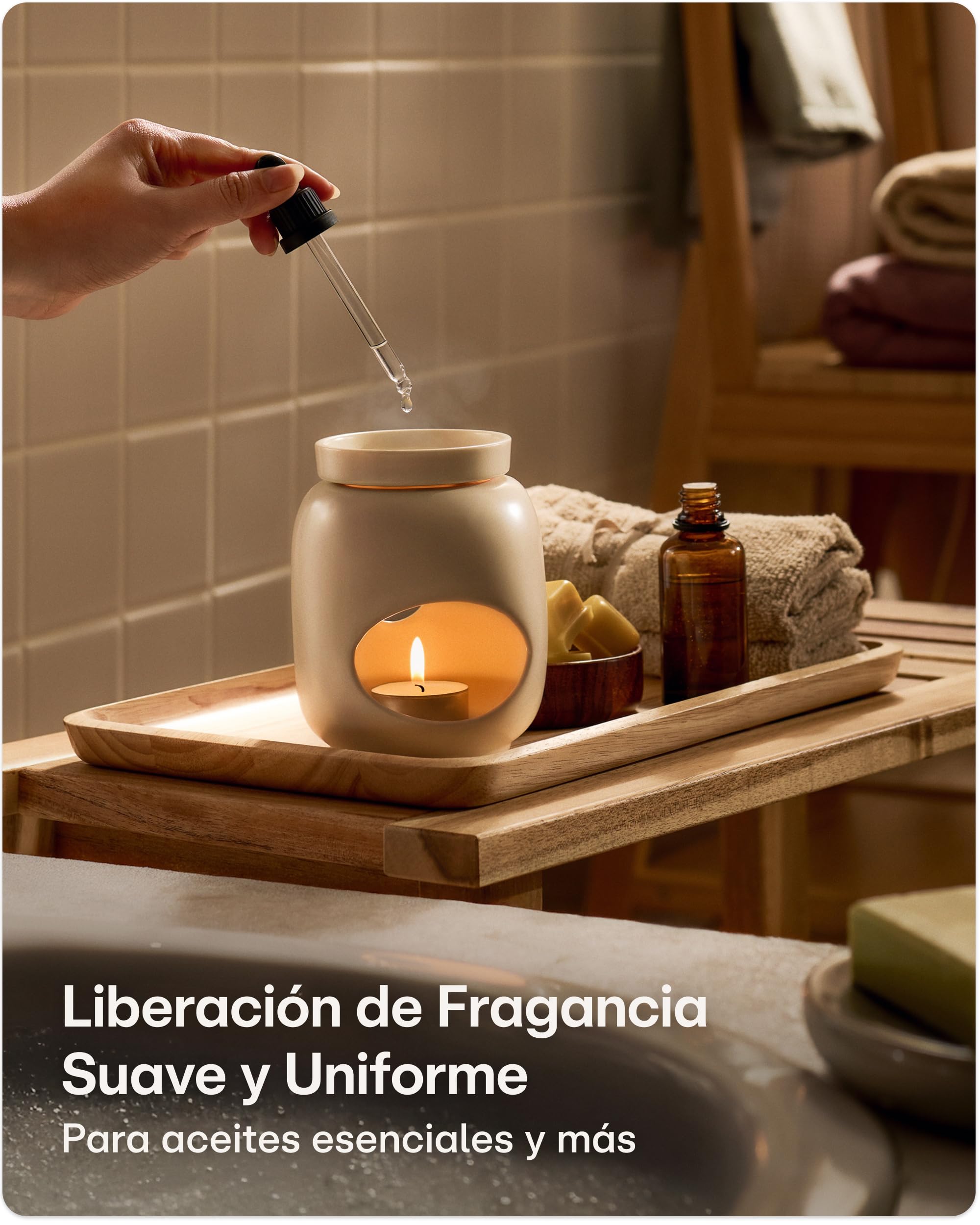 Praknu Quemador de Aceites Esenciales Cerámica 75 ml – Evaporación Suave para Aceites Esenciales y Ceras Perfumadas – Aroma de Larga Duración – Blanco