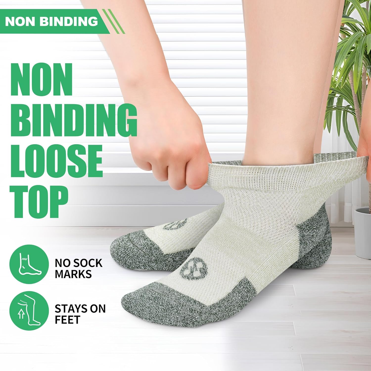 Diabetic Socks for Men,6 Pairs Low Cut Diabetic Neuropathy Socks for Men 9-11/10-13(Dark Grey+Coffee+White+Black+Yellowish Green+Tan-Large) - Image 3