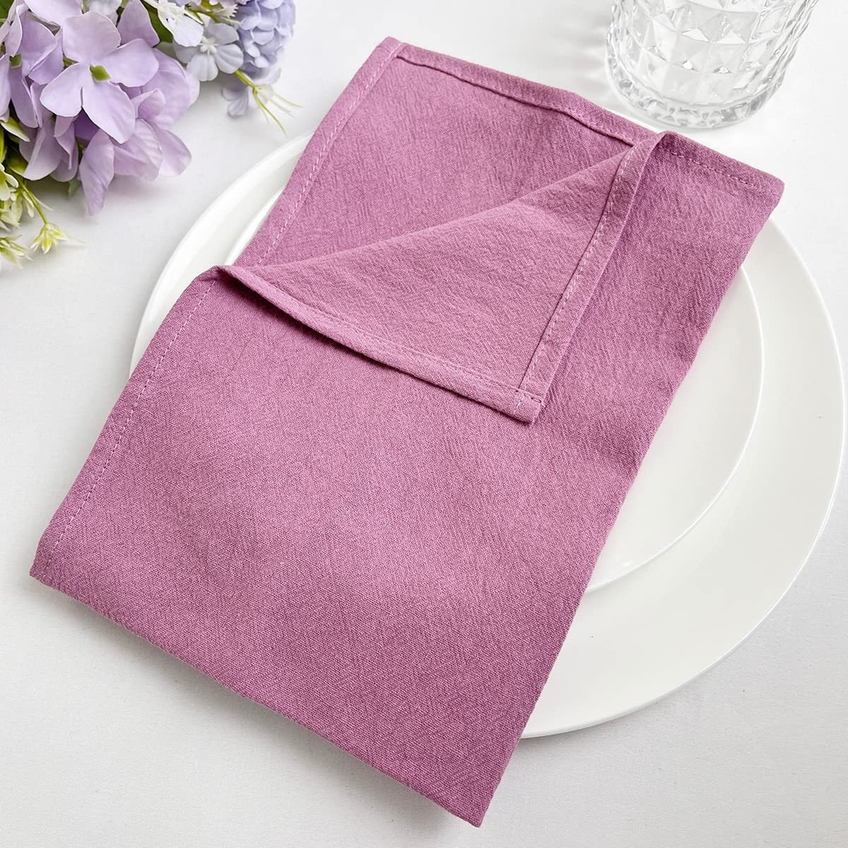 Tovagliolo Stoffa Set 12 Tovaglioli Lino E Cotone 45.7x45.7cm