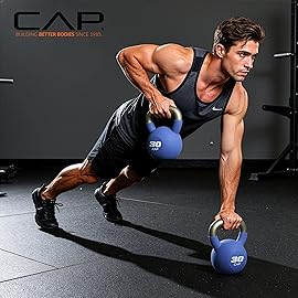 CAP Barbell 10 LB Neoprene Coated Cast Iron Kettlebell - Orange