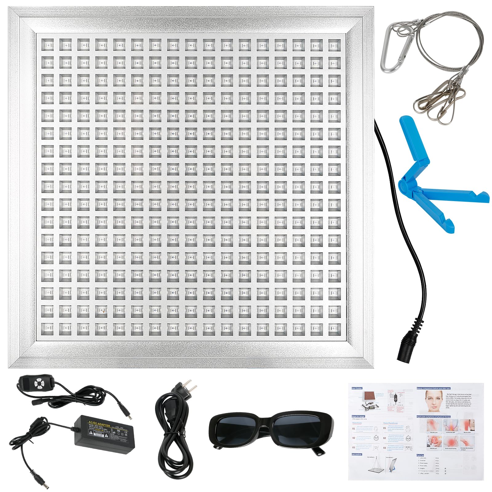 Dispositivo de terapia de luz roja para cuerpo, 150 W, lámpara de luz infrarroja cercana, 660 nm 850 nm, con 289 ledes de alto rendimiento para la recuperación, mejora el sueño, alivio del dolor