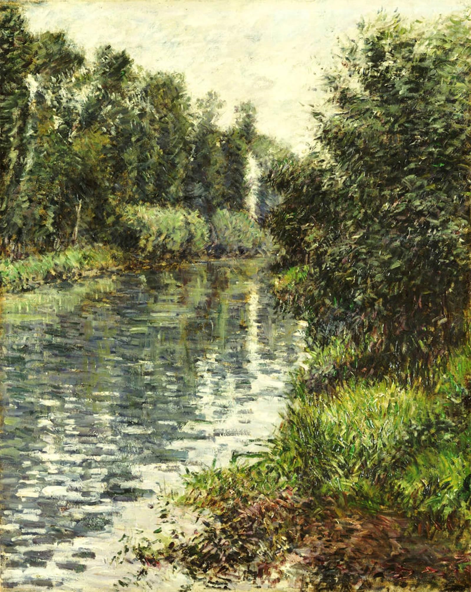 HRJUBWREE Oil Painting Prints on Canvas Painting Picture A Small Branch of the Seine Argenteuil by Gustave Caillebotte Artwork Canvas Prints for Home Decor 60x90cm