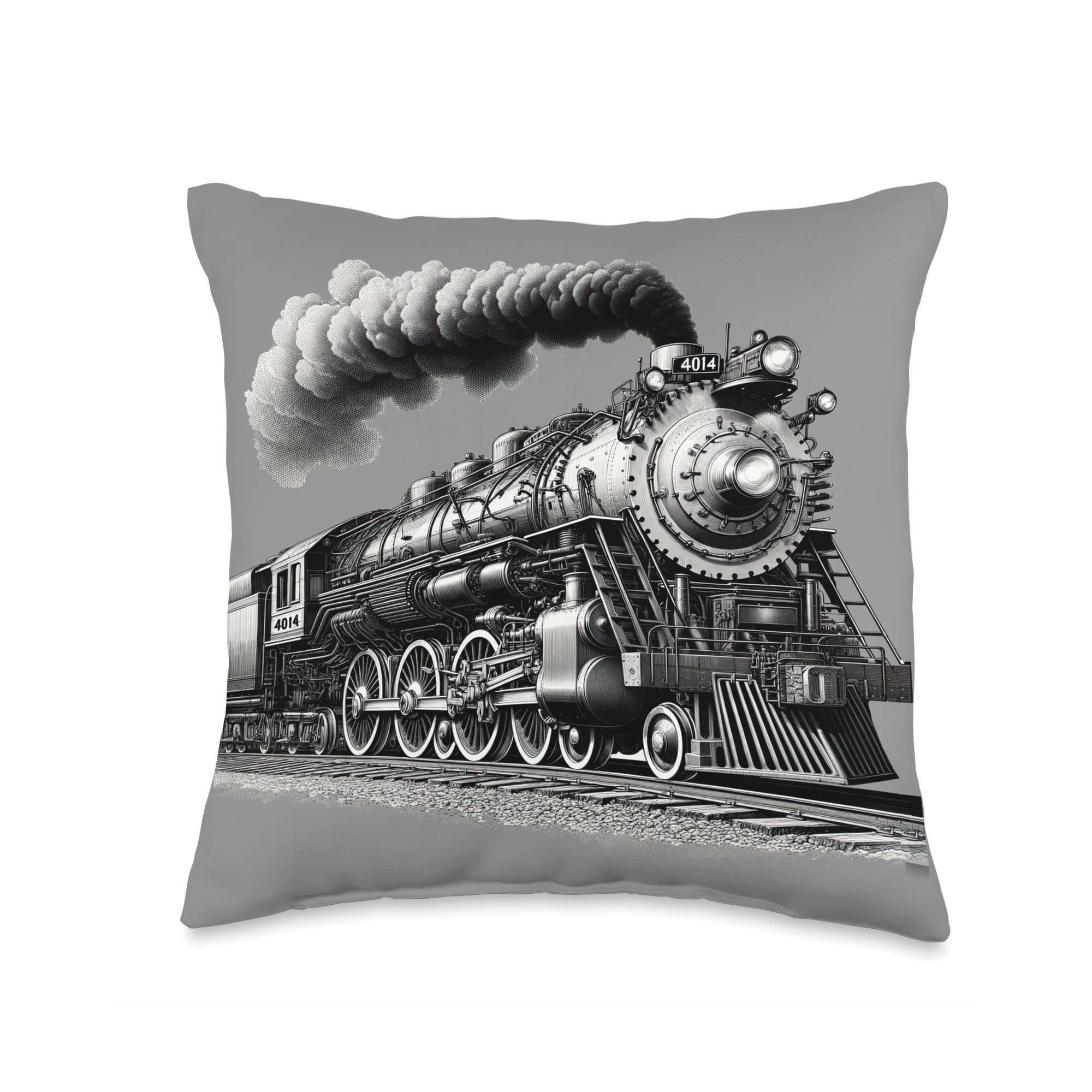 Steam Locomotive Train Vintage 1940s Style Engine Railroad Throw Pillow