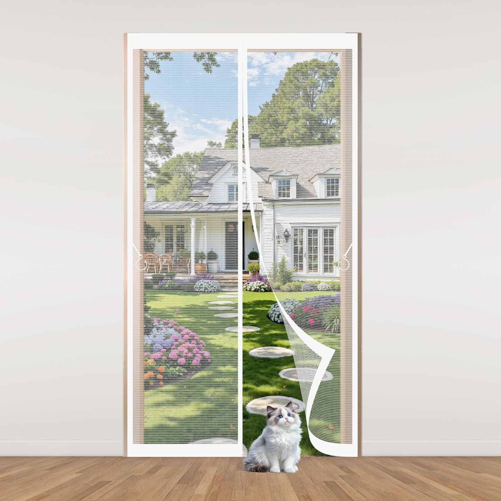 Moustiquaire magnétique 129x210 cm avec fermeture automatique pour porte et balcon