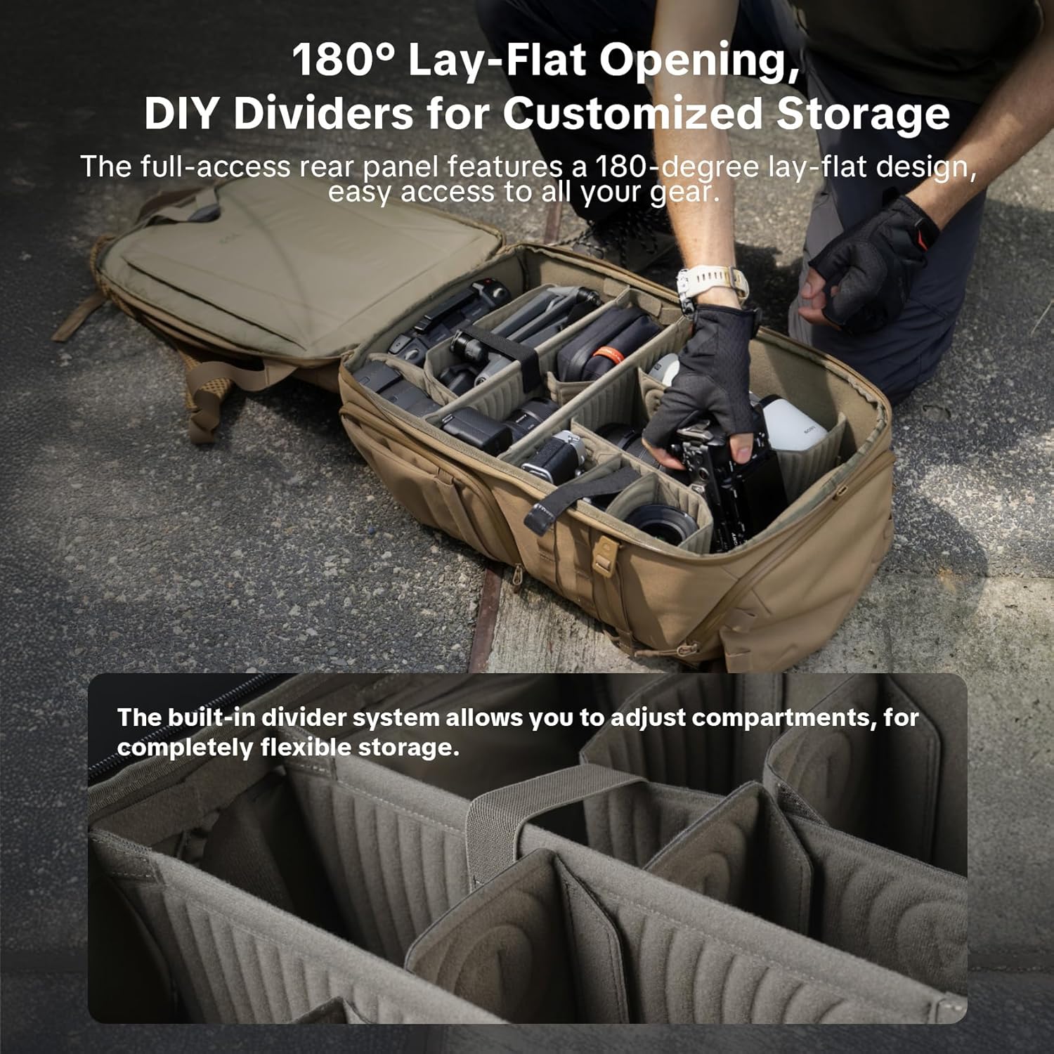 PGYTECH OneMo TAC 25L Tactical Camera Backpack, Waterproof DSLR/SLR/Mirrorless Photography Camera Bag with 15.6" Laptop Sleeve, Tripod Holder & Rain Cover (Dark Night camo) - Image 2