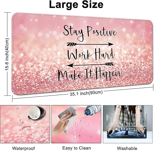 Vista 124 de Alfombrilla de escritorio, alfombrilla grande para mouse de 35 x 15.6 pulgadas, XXL extendida para juegos, con base antideslizante, alfombrilla