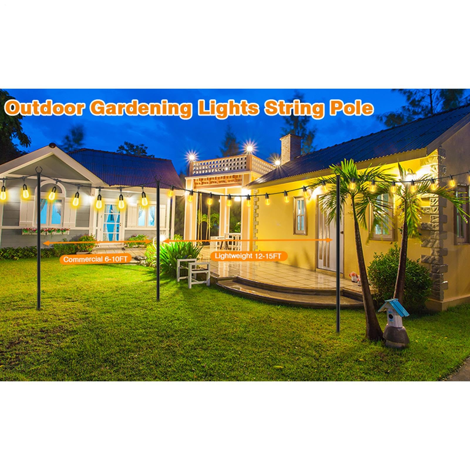 Guirlandes lumineuses métal 2,5 cm lot de 2 pour jardin extérieur robustes résistantes