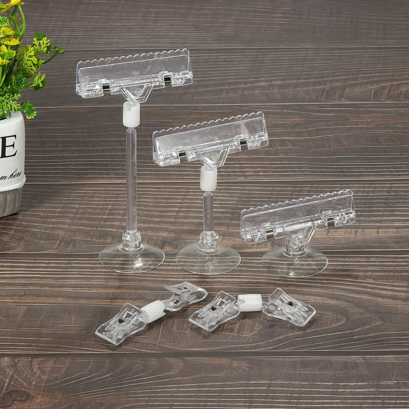 Clips Avec Ventouse 6 Pièces - Transparents - Pour Vitrines, Magasins, Maison - Support étiquettes, Affiches, Légers Objets - 4