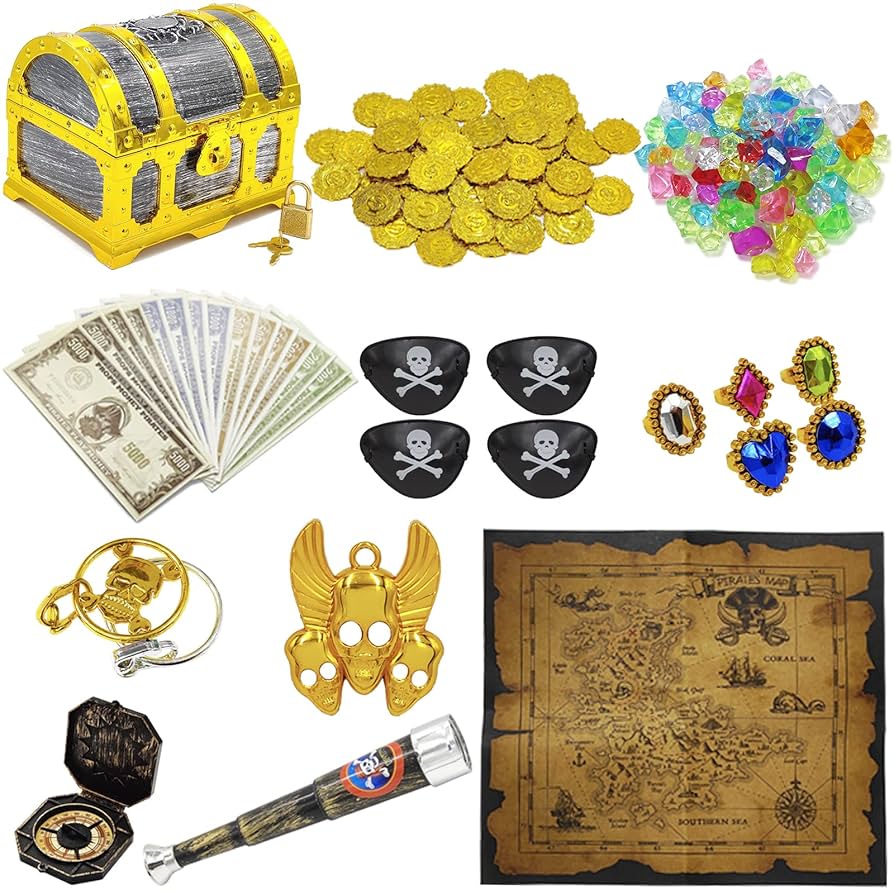 Amazon.com: 182 Pieces Kids Golden Frame Pirate Treasure