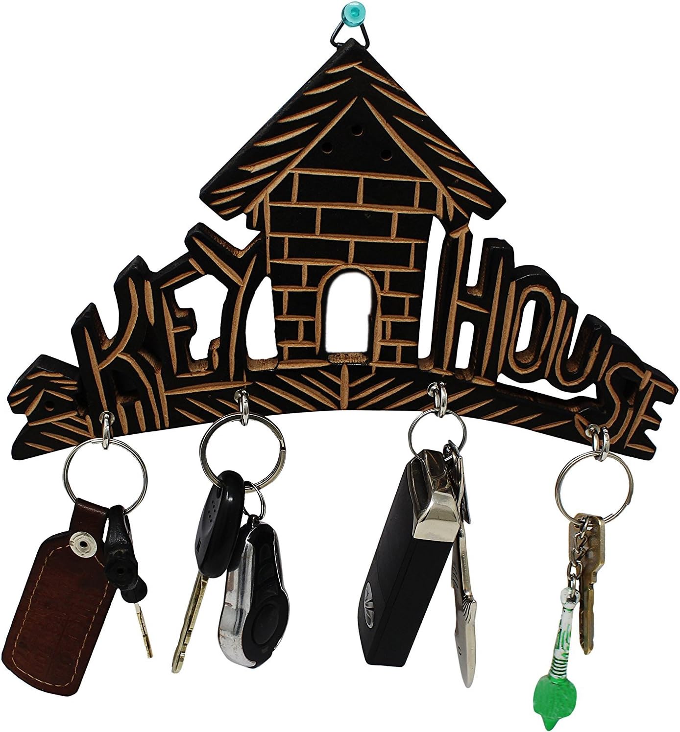 Tanish Trading Wooden Key House,Best Wall Key Holder,Key Holder,Wooden Key House with 4 Hook,Key Holder for Home Wooden Wall Mounted Key Rack Hanger