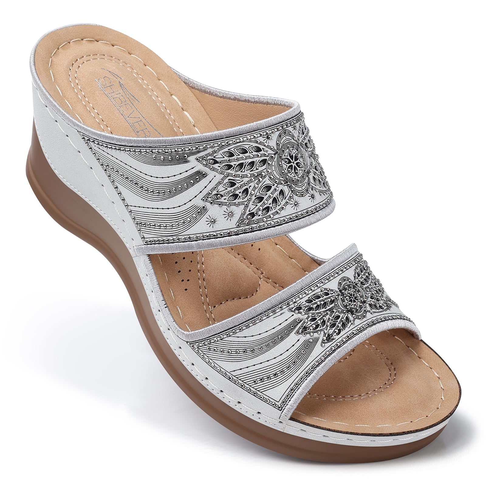 SHIBEVER Wedge Sandals For Women Dressy: Comfortable Summer - Slip On Womens Sandal