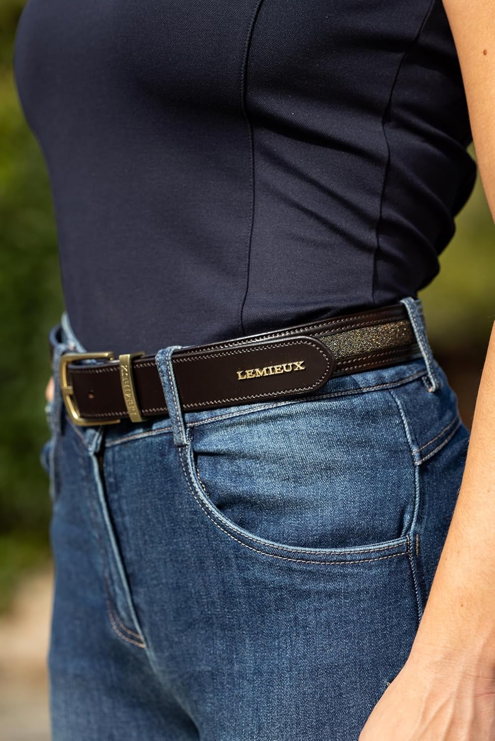 LeMieux Crystal Insert Belt - Pemium Quality Leather With A Crystal Cutout Insert - Image 2