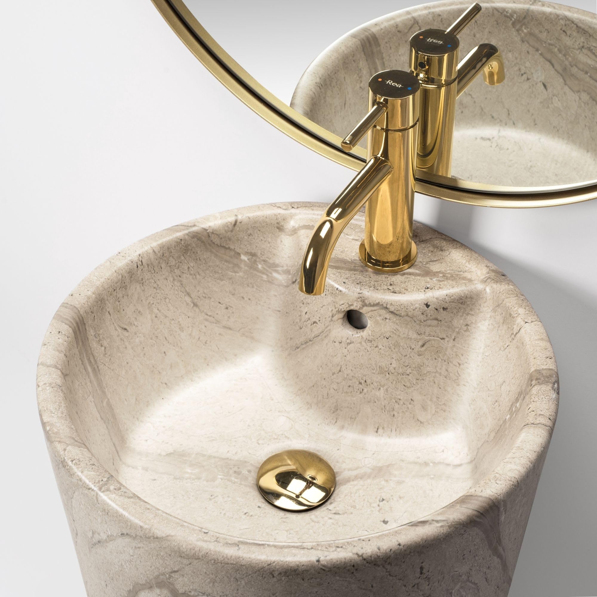 Rea LAVABO INDEPENDIENTE BLANKA NATURAL MATT Lavabo de baño 40 x 40 x 85 cm de Cerámica (Gris Claro)
