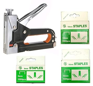 Inditrust Heavy Duty Stapler Staple Gun Nailer Tacker (Silver Stapler with 3000 pins size-8mm,10mm & 12mm)