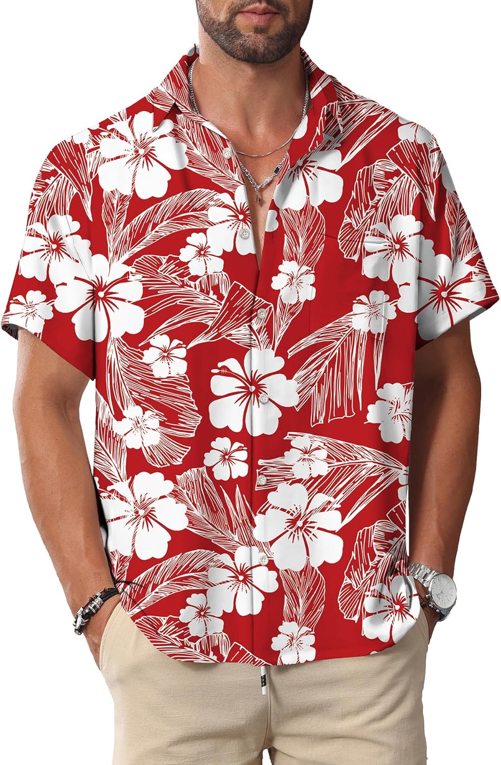 KYKU Hawaiian Shirt for Men: Beach Vacation Summer Short Sleeve Button Down Mens Shirts Casual Stylish