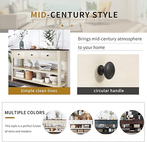 Miniatura 311 de Mesa consola contemporánea con parte superior de madera de hormigón de inspiración industrial, armario de almacenamiento de acento para sala de Gris