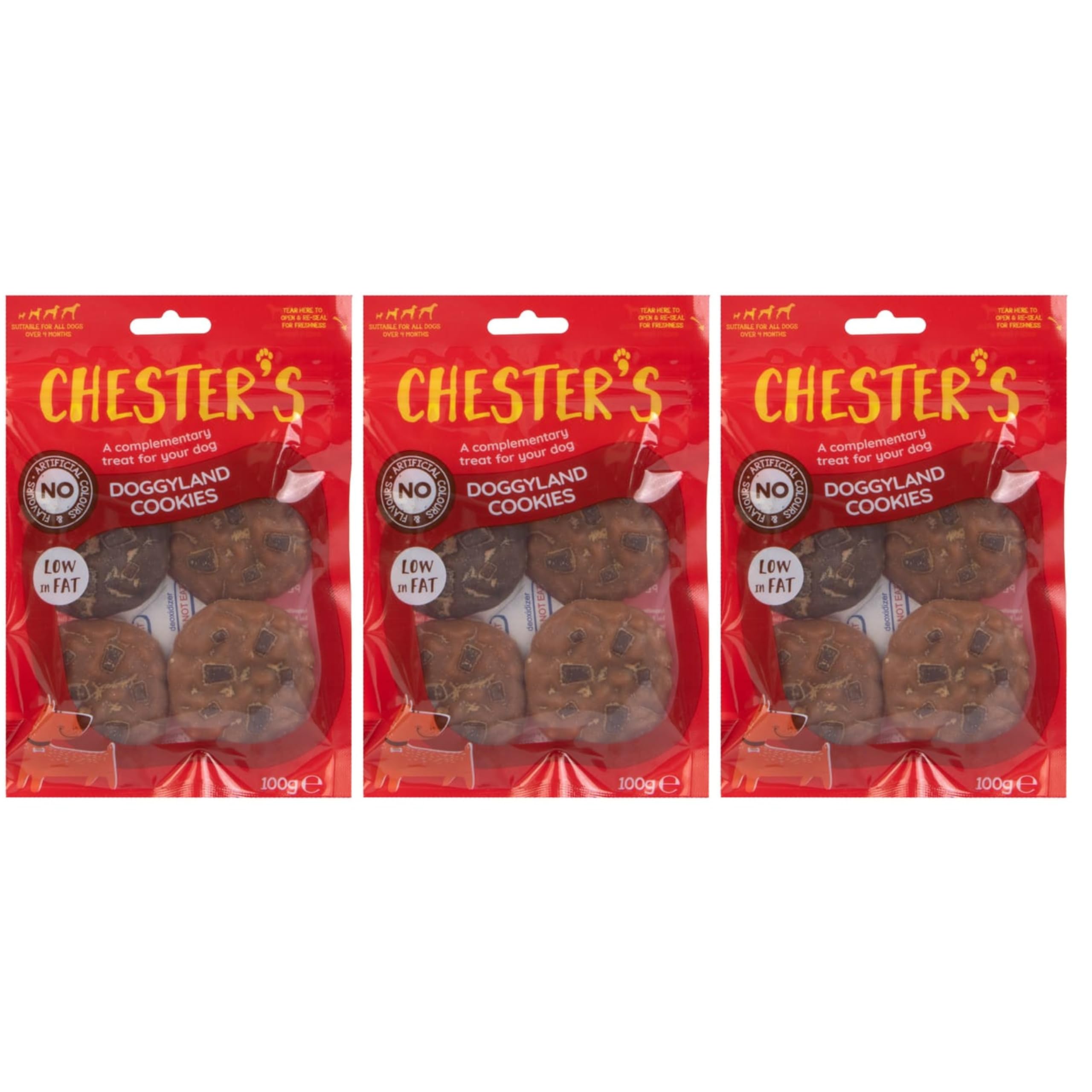Chester's Doggyland Healthy Dog Treats, Low Fat Biscuits, Pack of 3